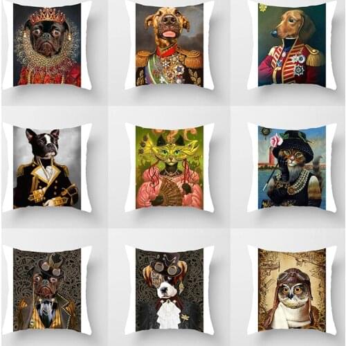 Colorful Dog Lion cat owl Cushion Cover Pillow Case Pillow Covers Decor European nobility Animal Short Plush Pillowcase 45x45