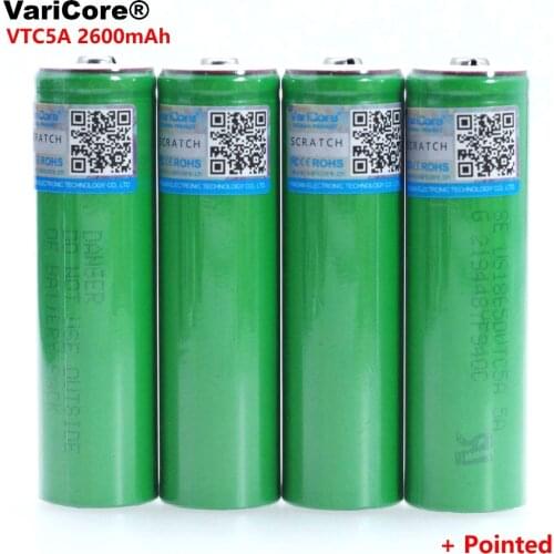 VariCore VTC5A 2600mAh 3.6V 18650 Lithium Battery 30A Discharge for Sony US18650VTC5 batteries +Pointed