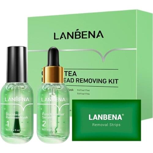 LANBENA Green Tea Blackhead Remover Mask Nose Mask Pore Strip Peeling Acne Treatment Pore Refining Minimizer Serum Skin Care