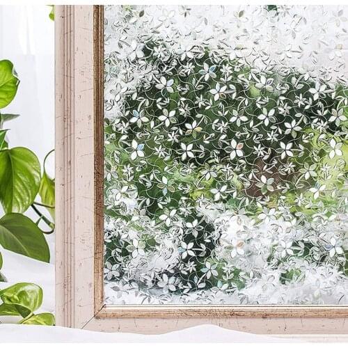 Nuelife 3D Chinese cherry blossom pattern glue-free electrostatic glass film anti-ultraviolet bathroom frosted window film
