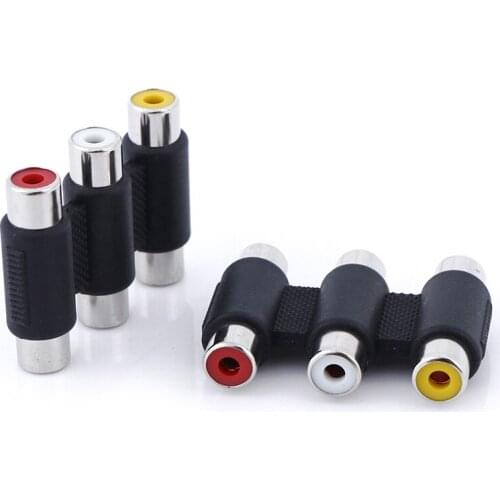 Jack Connector Coupler Adapter Triple 3RCA AV Audio Video Female Extension Adaptor For Multimedia