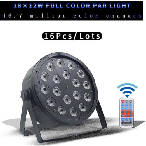 16Pcs/lots 18x12W 4in1 Flat LED PAR With dmx512 Control DJ Wedding Professional Stage Lighting Led Par Light RGBW 4 in 1