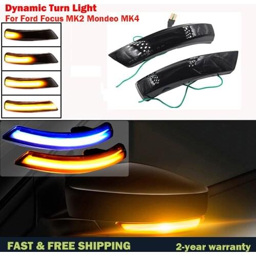 For Ford Focus 2 3 Mk2 Mk3 Mondeo Mk4 EU Dynamic Turn Signal Light LED Side Rearview Mirror Sequential Indicator Blinker Lamp