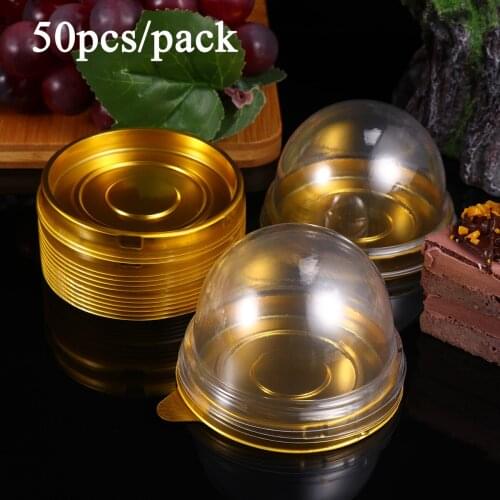 50pcs Clear Plastic Cake Boxes And Packaging Box Moon Cake Box Egg-Yolk Puff Blister Box Baking Decor Storage Container Dome Box