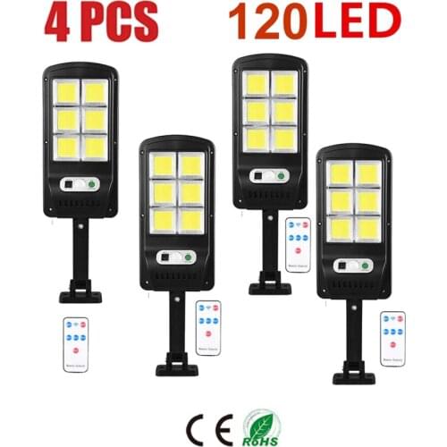 Remote 1-4pcs 48-128 LED Dual Head Solar Light Radar Sensor Spotlight Outdoors Solar Garden Light Super Bright Yard F floodlight