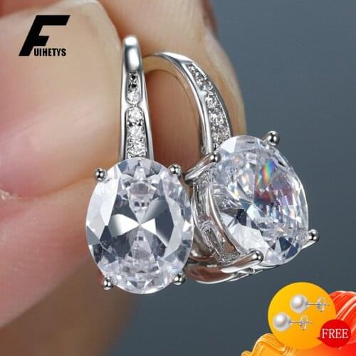 Trendy Women Earrings 925 Silver Jewelry with Zircon Gemstone Drop Earrings Accessories for Wedding Party Ornaments Wholesale
