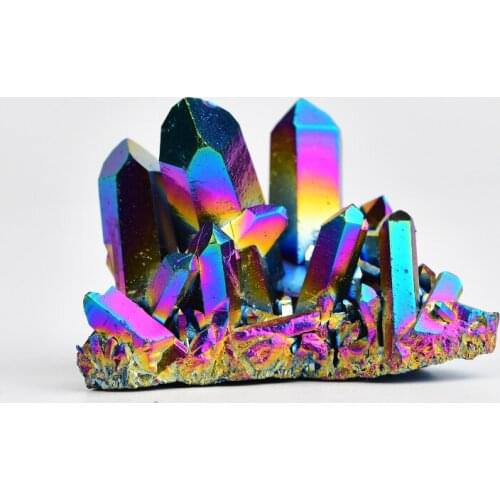 Home Decoration Stone Novelty Natural Quartz Crystal Rainbow Titanium Cluster VUG Mineral Specimen Healing Study Room Decoration