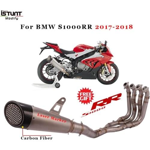 Motorcycle Exhaust Escape Full System For BMW S1000RR 2018 2017 Stainless Steel Front Mid Link Pipe Carbon Fiber Muffler Slip On
