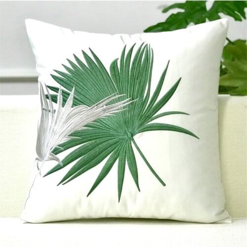 High quality Yellow/Green Cushion Palm leaf Decor pillow Sofa Throw Pillow Handmade Embroidery Cushions Home Decor accessories