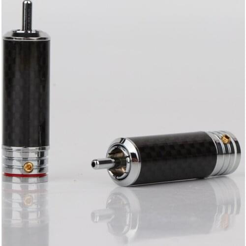 4Pcs R1709 Hi Performacne Rhodium Plated RCA Plug Connector Non Solder Carbon Fiber RCA