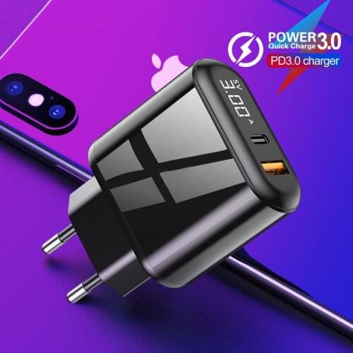 3A PD Quick Charge 3.0 USB Charger EU Wall Mobile Phone Charging Adapter For Samsung Xiaomi iPhone X MAX 7 8 QC3.0 Fast Charger