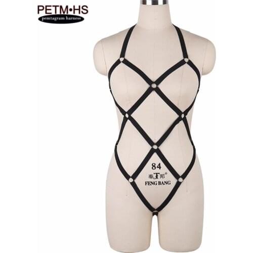 PENTGRAM Goth harness Lingerie Belt Womens Fashion Sexy Bondage Set strappy Elastic Exotic Apparel Dance Burlesque Garter Belt