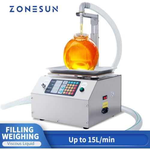ZONESUN Gear Pump Semi-Automatic Honey Paste Glass Bottle Weighing And Filling Machine