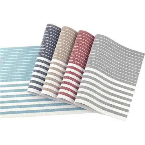 1pcs Home Decorative Stripe Table Mats Stain Resistant Anti-slip Home Hotel Coaster Pad Mats for Tableware Vinyl Table Placemats