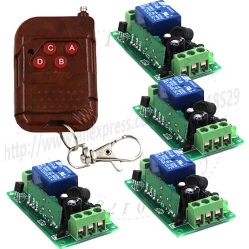 2016 DC 12V 4CH Channel Control Radio latched wireless remote switch system 315/433mhz 1 Transmitter 4 Receiver 150m SKU: 5101