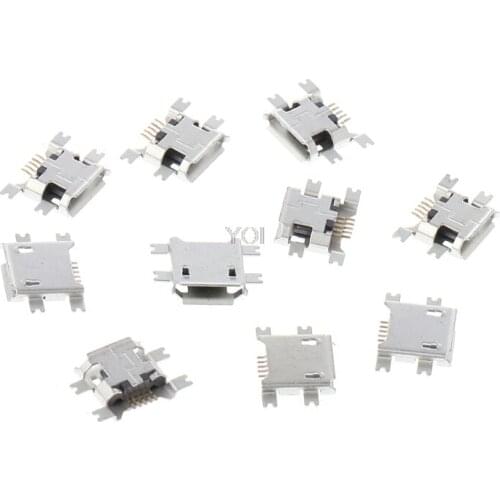 10 Pcs Micro USB Type B 5 Pin Female Socket Connector For Tablet Phone Charging