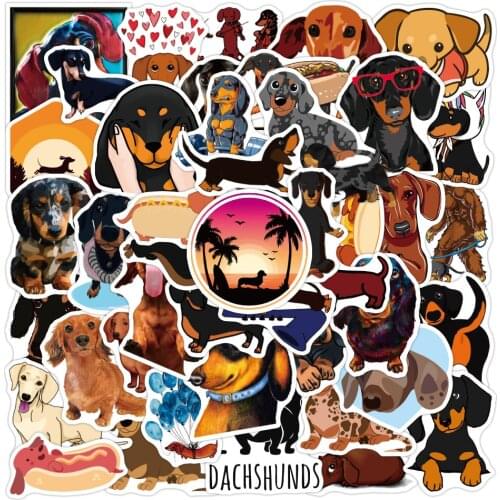 50pcs/set Cute Dachshund Dog Small Waterproof Wall Stickers for Bike Laptop Notebook Guitar