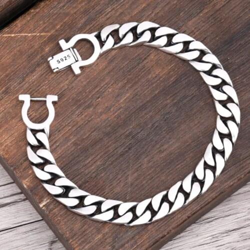 7mm Real 925 Sterling Silver men women lovers' Punk Rock classic Link chain bangle Bracelet jewelry gift A5649
