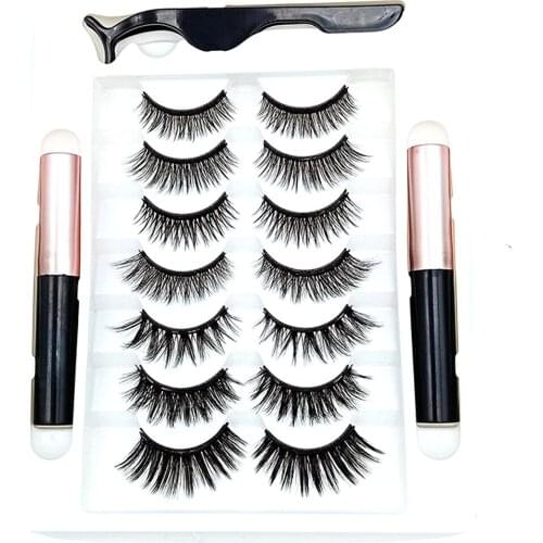 7pcs Hot Magnet Eyelash Magnetic Liquid Eyeliner & Magnetic False Eyelashes & Tweezer Waterproof Long Lasting Eyelash Extension