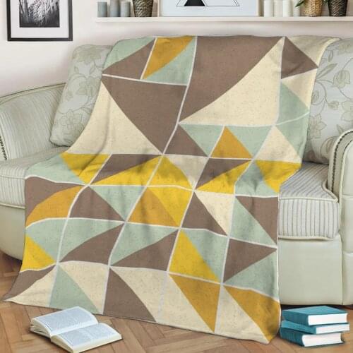Abstract Geometric Pattern 3D Printed Velvet Plush Throw Fleece Blanket Bedspread Sherpa Blanket Home Decora