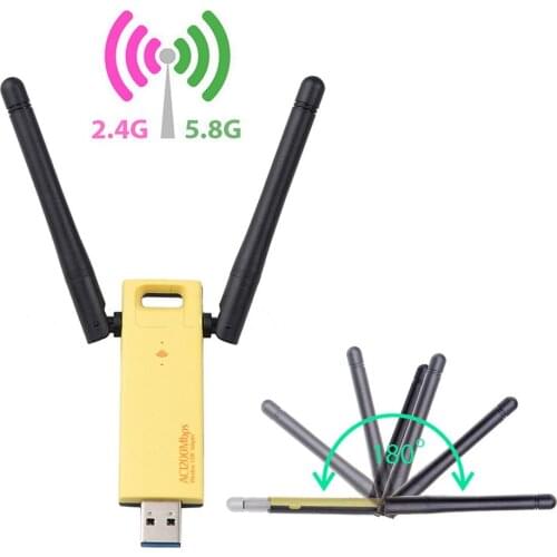 New 1200Mbps USB Adapter RTL8812 Wireless Network Card 5Ghz 2.4Ghz 802.11ac Aerial Dongle Portable Mobile Router For Laptop