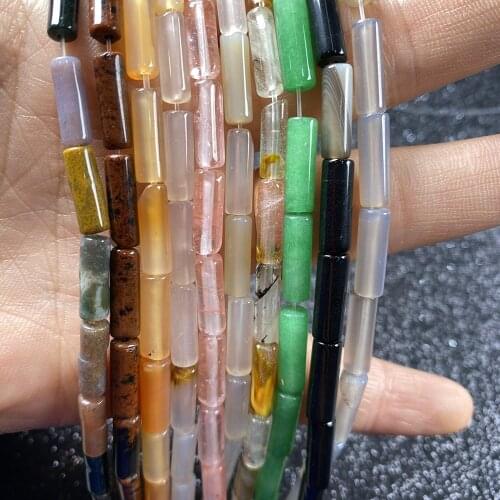 30Pcs/strand Natural Stone Beads For Jewelry Making Cylindrical Loose Beads DIY Necklace Bracelet Handiwork Accessory