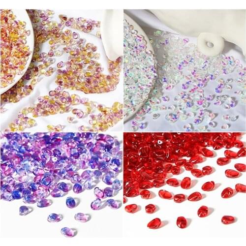 50pcs 6x8mm Gradient Color Smooth Glass Beads Tulip Petals Crystal Austria Beads For DIY Bracelet Earring Making Crafts