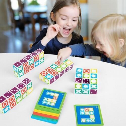 Children Cube Space Logical Thinking Board Toys Color Shape Memory Matching Cards Party Games Educational Wooden Learning Toys