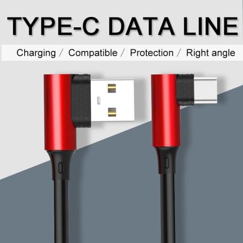 Dual 90-degree Angled Head Type-c USB Data 1m Mobile Phone Play Games Elbow Charging Line Fast Charging 5V 2.5A Copper Header
