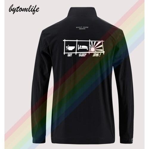 EAT SLEEP JDM Designe Nissan Slim Sport Jacket Mens Windbreaker Zipper Thin Jacket Mens Casual Back Printing Jacket Asian Size