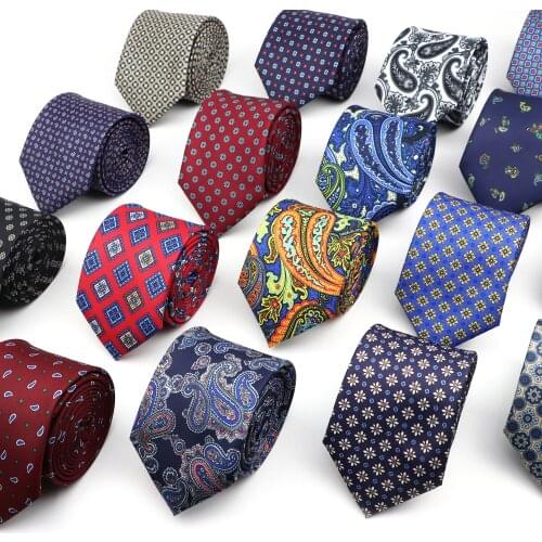 Super Soft Imitation Silk Polyester Necktie For Men Business Meeting Gravatas Mens Formal 7cm Slim Fashion Paisley Printing Tie