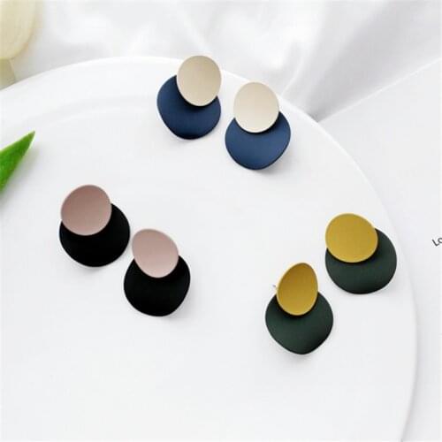 Contrast color geometrical stud earrings irregular fashionable joker round stud earrings fashion woman earrings fine jewelry