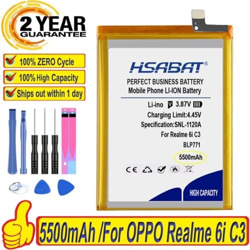 HSABAT 0 Cycle 5500mAh BLP771 Battery for OPPO Realme 6i C3 Narzo 10 High Quality Replacement Accumulator