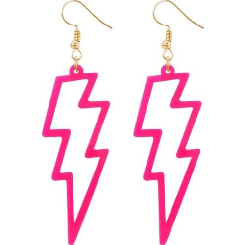 JOUVAL 2019 Fashion Hyperbole Punk Neon Resin Drop Earrings Lightning Dangle Earrings Womens Big Eardrop Funny Earring Jewelry