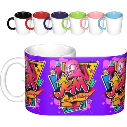 Jem Ceramic Mugs Coffee Cups Milk Tea Mug Jem Holograms 80s Retro Cartoons Oldies Vintage Girls Music Childhood Memories Tv Tv