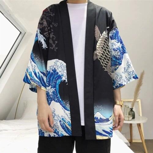 Kimono cardigan men Japanese obi male yukata mens haori Japanese samurai clothing traditional Japanese clothing AA001
