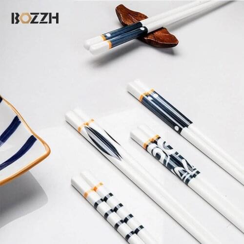 BOZZH Chinese-Style Bone China Chopsticks Mildew Proof Food Chop Temperature Ceramic Hashi Sticks For Sushi Chopsticks Gift