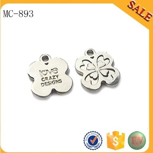 MC893 custom flower Jewelry pendant Tag Printed Logo Metal Jewelry Tag For Bracelet