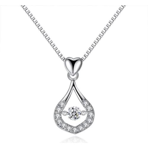 Fashion Water Drop Pendant Necklace Charming Womens Wedding Crystal Clavicle Chain Ladies Party Jewelry