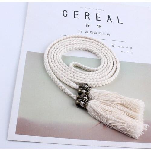 Fashion women tassel Braided Twist weaving belt knitted decorated female Contracted waist rope for dresses shirt