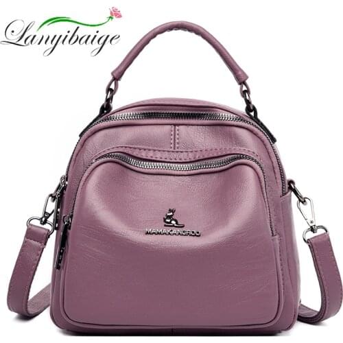 Fashion Womens Retro Backpack Pure Color PU Backpack Leisure Large Capacity Girl Backpacks Multifunctional Travel School Bags