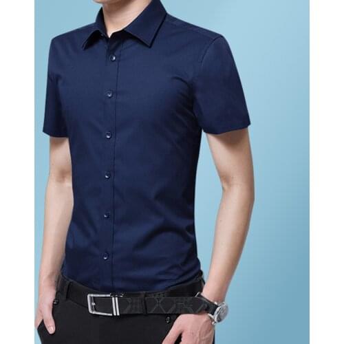 2018 Casual Social Business Short Sleeve Dress Men Shirt Large Size Soft Comfortable Pure Color Plus Size 5XL