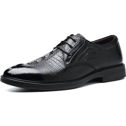 Men leather shoes High Quality Crocodile pattern Men Business Dress Classic Lace Up Shoes Men Oxford Shoes zapatos de hombre