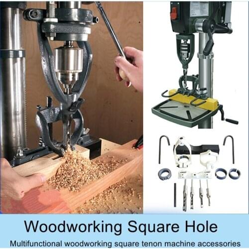Woodworking Square Hole Tenoning Machine Bench Drill Square Tenoner Wood Punching Equipment DIY Square Hole Punch Tool