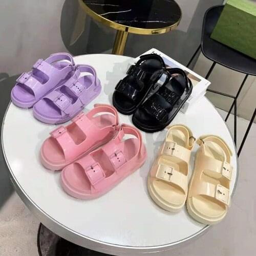 2021 New Women Sandals One Buckle Strap Roman Sandals Ladies Casual Flats Beach Shoes Hook Jelly Shoes Woman Summer Sandals