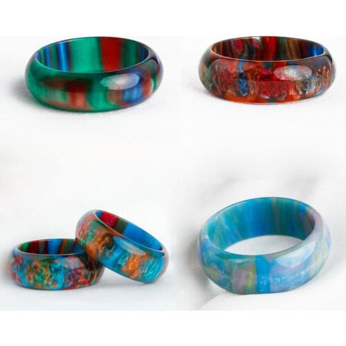New Fashion Colorful Rainbow Glitter Sequins Resin Ring for Men Women Multicolor Shiny Galaxy trendy Marble Acrylic Finger Rings