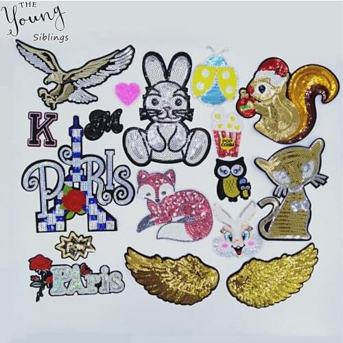 New arrive Cartoon Embroidery Sequins patch Hot melt adhesive Patch DIY Iron on patch Badges Clothing Sewing Accessory Supplies