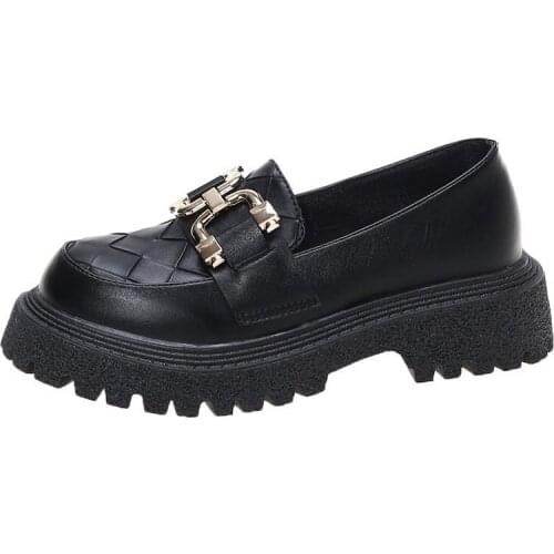 Comemore Women Platform Slip on Shoes 2021 Fashion Female Loafers for Woman PU Leather Casual Retro Soft Comfortable Black New