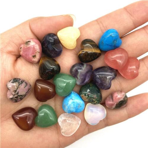 Wholesale 1PC Natural Aventurine Rhodonite Stone Mini Polished Heart Shaped Crystal Stones Jewelry Natural Quartz Crystals