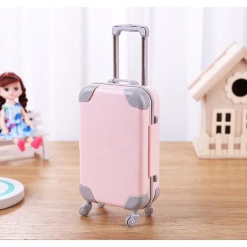 Mini Plastic Suitcase Luggage Play House Toys Travel Girl Doll Accessories 3D Travel Train Suitcas For Baby Doll Gift